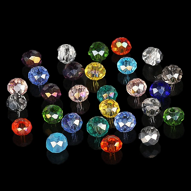 170/84PCS 4-8mm Runde Glas Kristall Lose Perlen Facettierte Rondelle Spacer Perlen Handwerk Armband Halskette schmuck Machen für DIY
