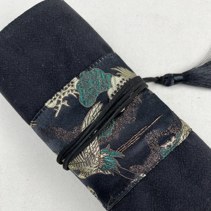 레트로 클라우드 크레인 브로케이드 컬러 블로킹 롤러 블라인드 롤링 펜 가방 펜 가방 대용량 문구 가방 휴대용 수납 가방