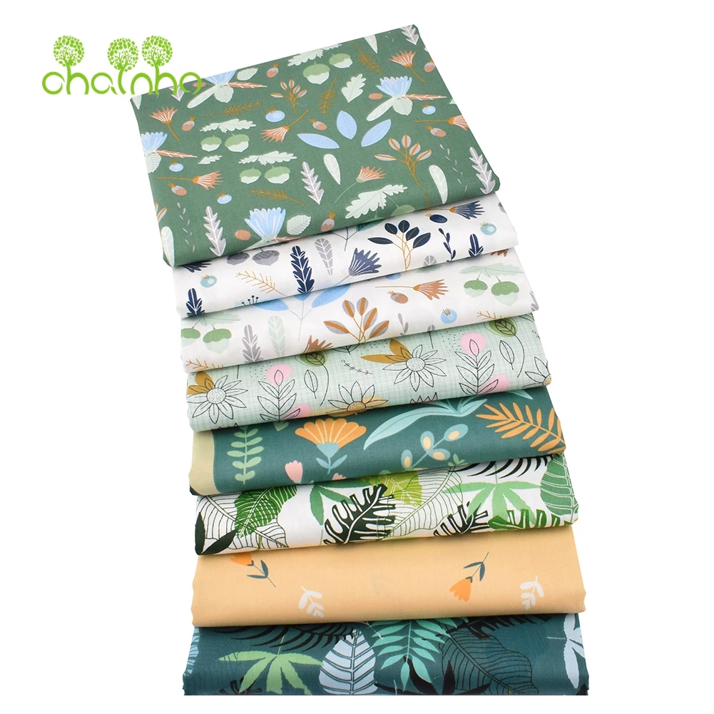 Chainho,Printed Twill Weave Cotton Fabric,Patchwork Cloth,DIY Sewing Quilting Material,8 Designs Floral Series,2 Sizes,15C166