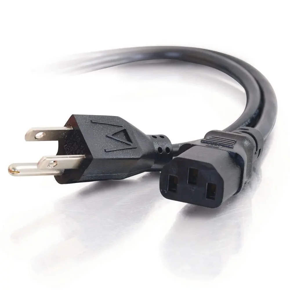 1.5m 5FT 3 Pin  60C 300V US Plug Universal Power Cord Cable For NEMA 5-15P To IEC320C13 Black PWC75A150US For 200-300W — view 4