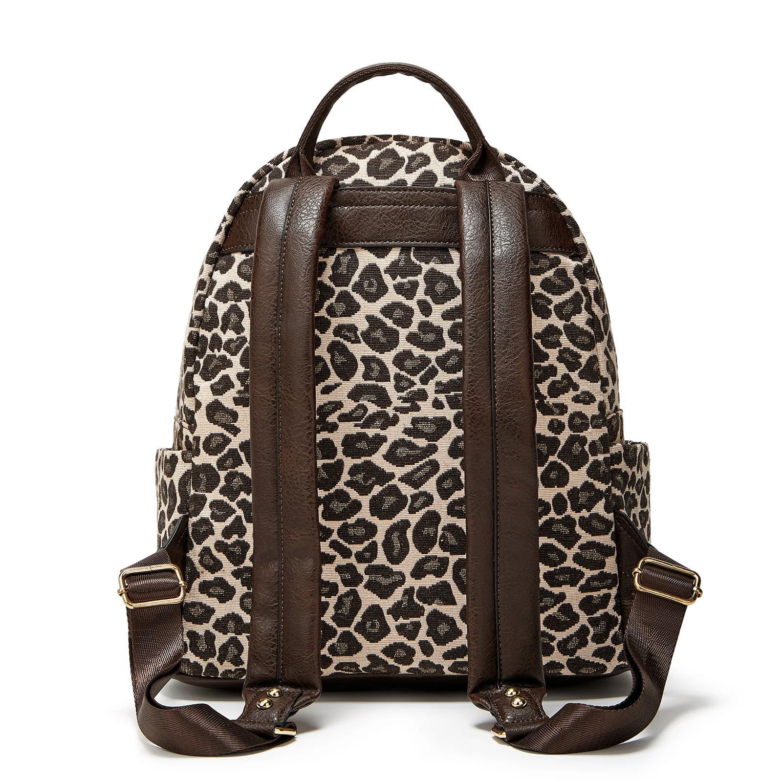 Retro Leopard Print Pu Leather Backpack s Large Capacity Double Traveling Bag Man Multi-pocket Women's Bag