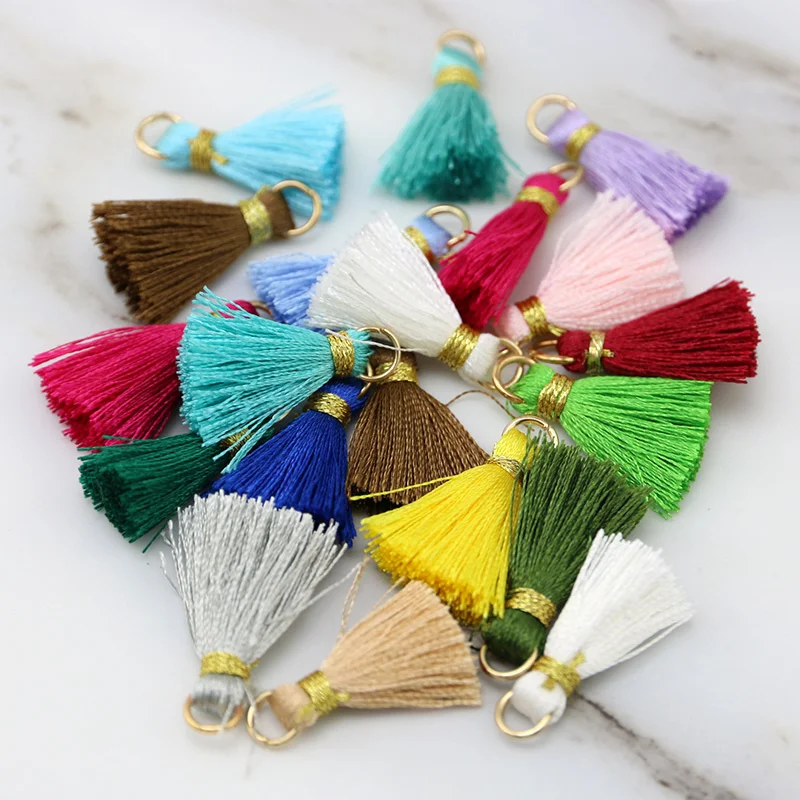 20pcs/pack Polyester Trim Gold Hat Fringe Tassel For Sewing Curtains Accessories DIY Jewelry Keychain Cellphone Straps Pendant