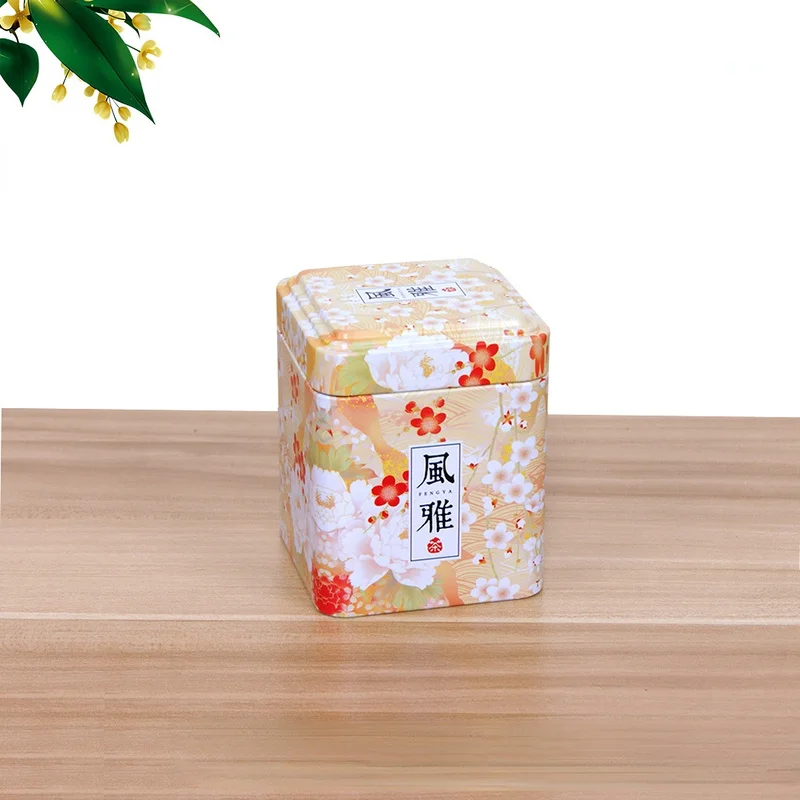 Tea Sealed Box Kitchen Storage Container Jar Tin Square Can Candy Iron Canister Vintage Tea Box tea tin box tea canister