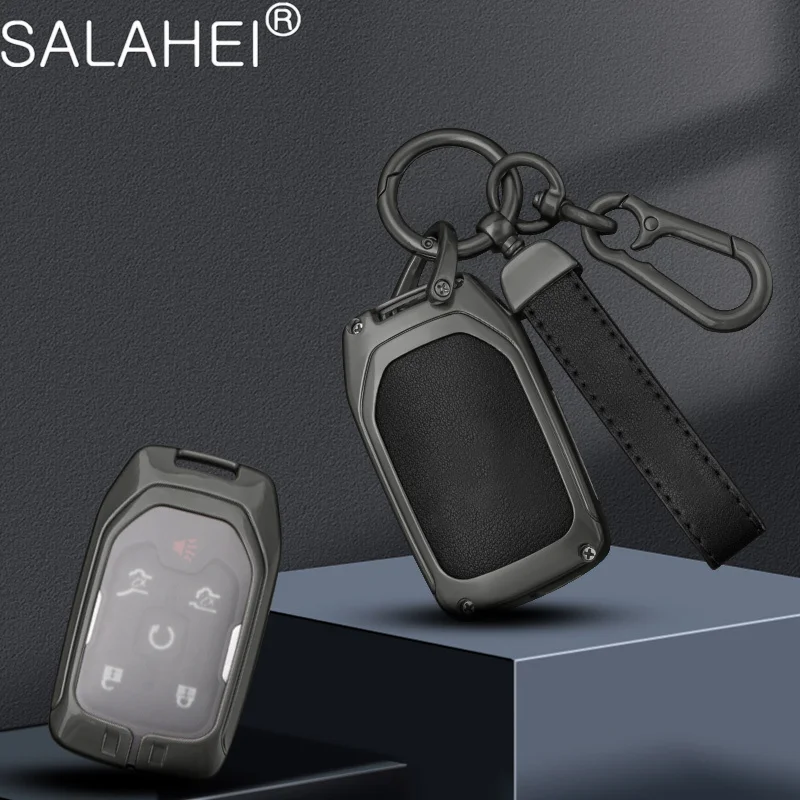 

Leather Car Key Case Cover Shell Fob For Chevrolet Silverado Suburban Tahoe GMC Sierra Acadia Terrain YUKON Keychain Accessories