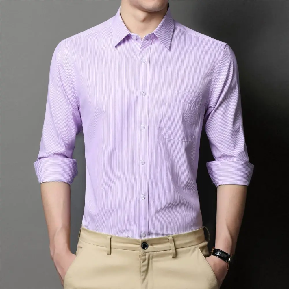 

COODRONY High Quality Non-Ironing Long Sleeved Men's Business Casual Top Solid Color Fashion Comfortable Breathable Shirt W5827