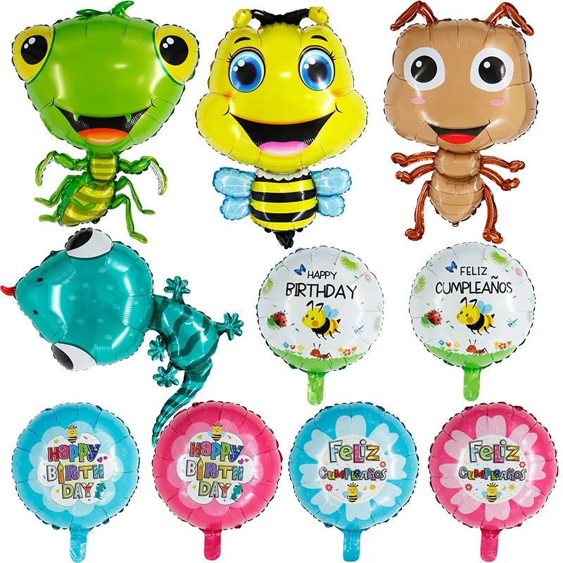 

Animal insect balloon cartoon bee birthday balloon set gecko ant mantis balloon children party decoration balloon wholesale