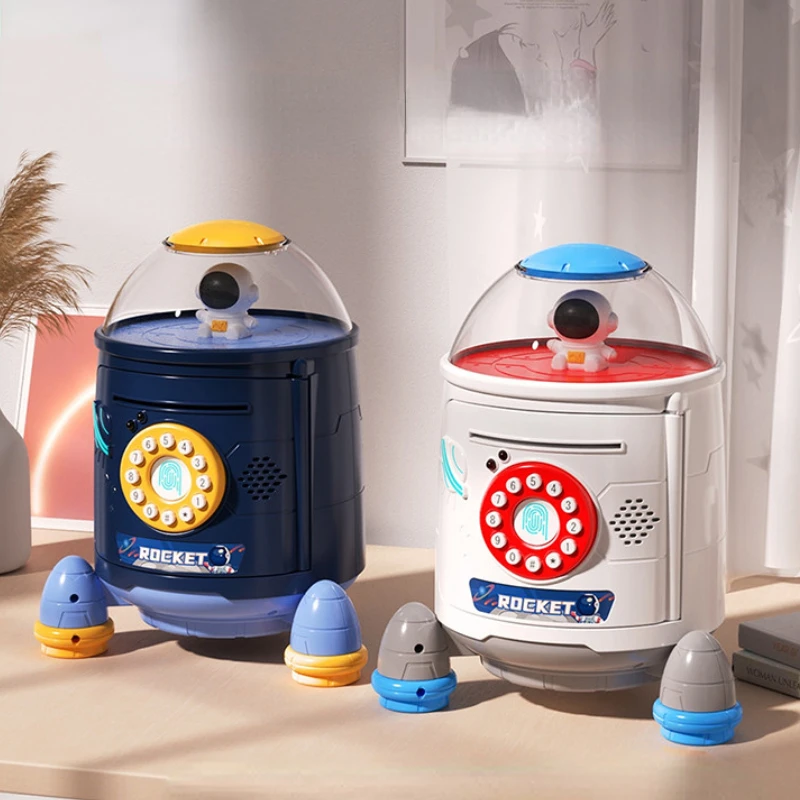

Cartoon Rocket Piggy Bank Savings Password Money Box for Kids Smart Secret Coin Money Bank for Papper Money tirelire Home Decor