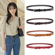 

Pure Cow Women's Leather Fashion Dress Simple Decorative Trousers Thin Belt Jeans Belt Retro