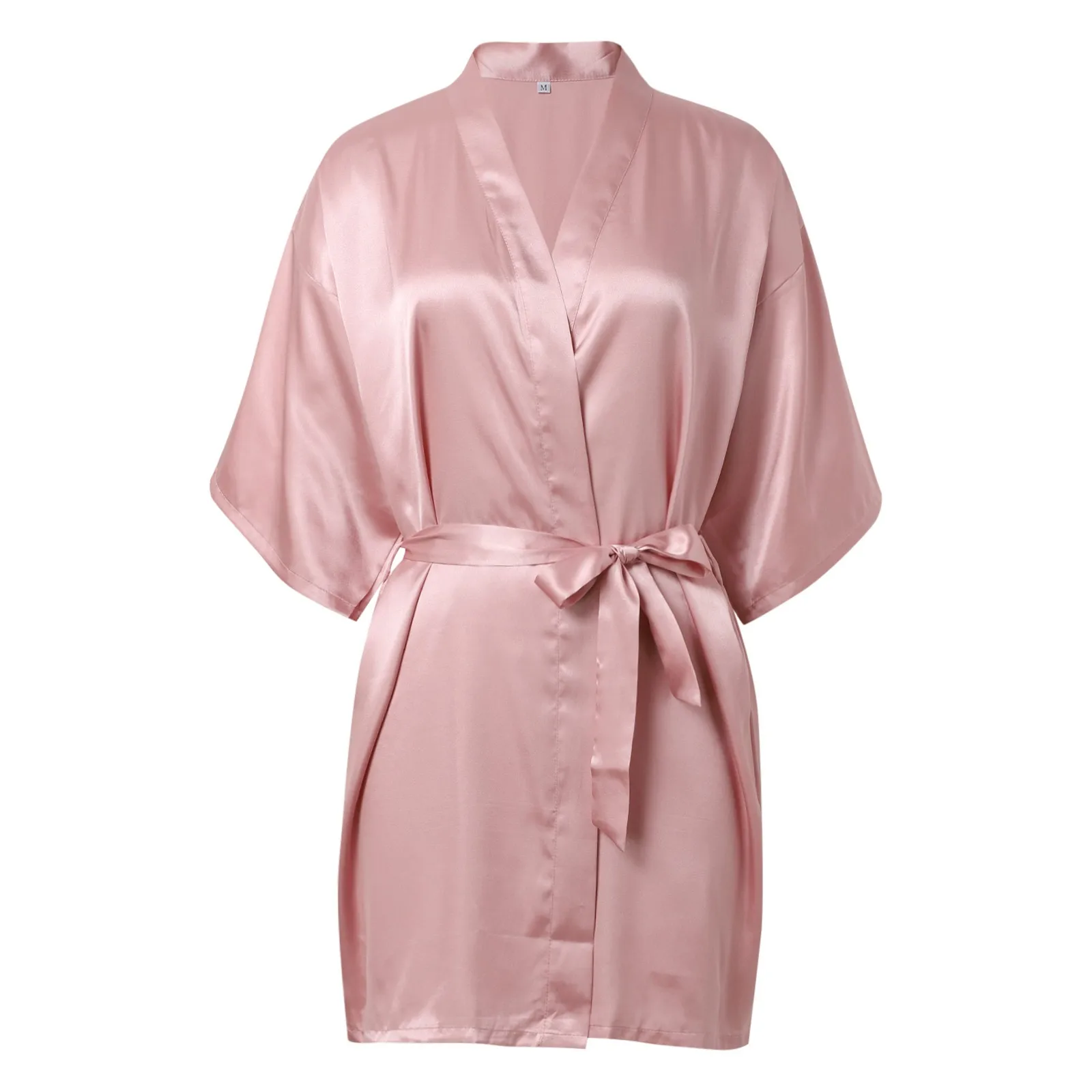 Women's Soft Long Satin Robes Sexy Silk Bathrobe Summer Full Length Kimonos With Belt Solid Color Mini Dress Sleepwear Nightgown