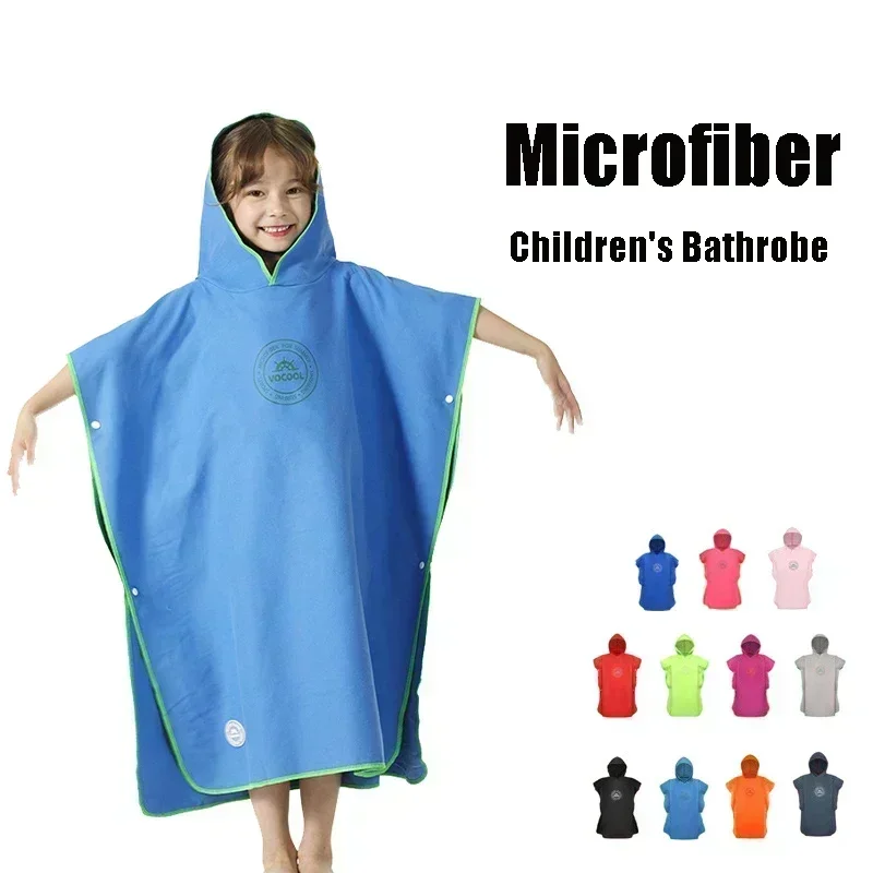 Microfiber Swim Cover-ups for Kids Hooded Bath Beach Poncho Towels Surf Poncho Quick Dry Changing Bathrobe Child Swimming Towels 2