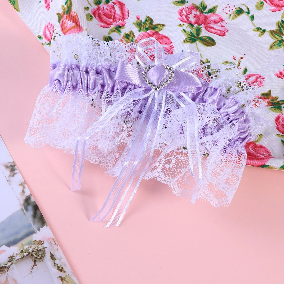 

Свадебные Подвязки, красивые кружевные подвязки в форме сердца, декоративные Подвязки для женщин, женщин (фиолетовый)