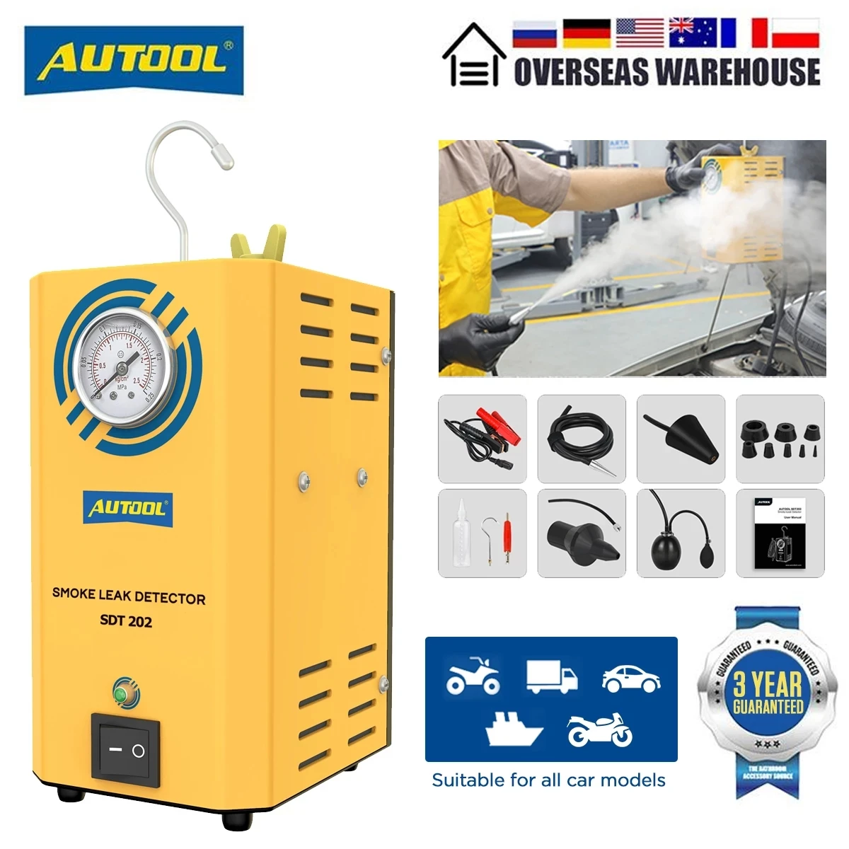 AUTOOL SDT202 Smoke Generator For Cars Automotive Smoke Machine Tester ...
