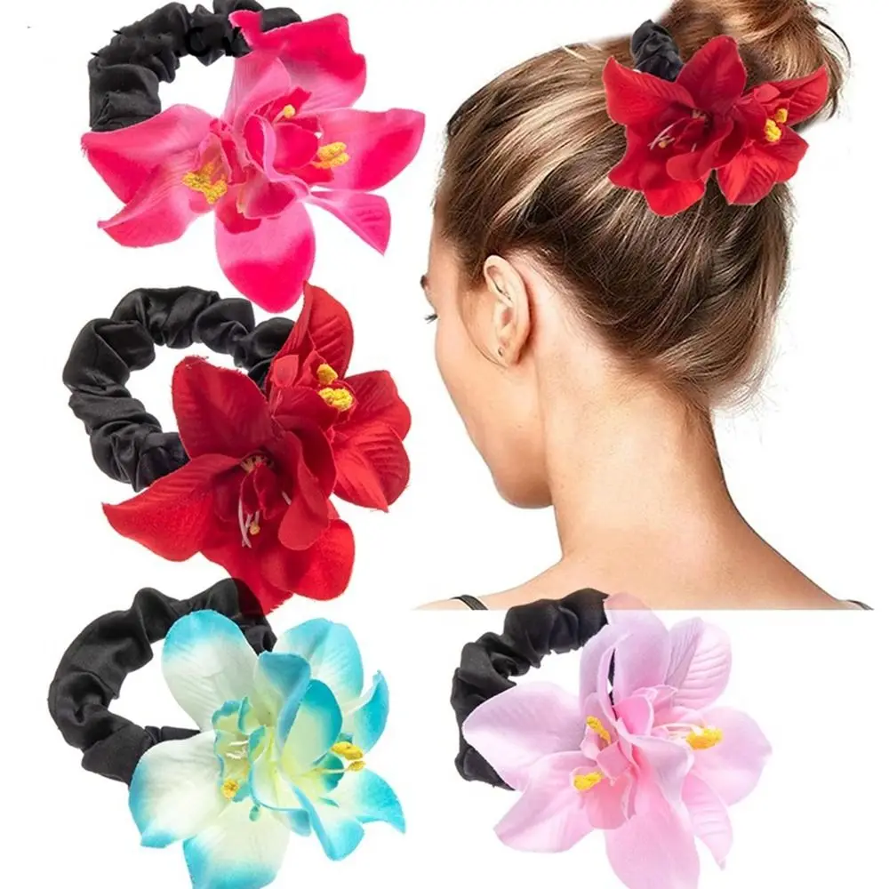 Bohemian Style Flower Hair Rope Hair Ring Ponytail Holder Bauhinia Flower Hair Tie Bohemia Seaside Vacation Headwear