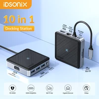 iDsonix Type C Docking Station USB 3.0 HUB Multi Port USB Adapter to 4K HDMI-Compatible RJ45 PD 100W 5Gbps USB C HUB for Macbook 1