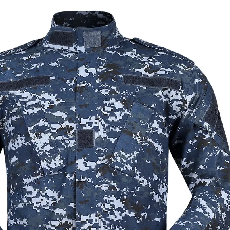 Men's Outdoor Multi-pocket Suit Blue Digital Clothing Wear resistant Breathable Work Clothes Men's Camping Hiking Hunting Suits 4