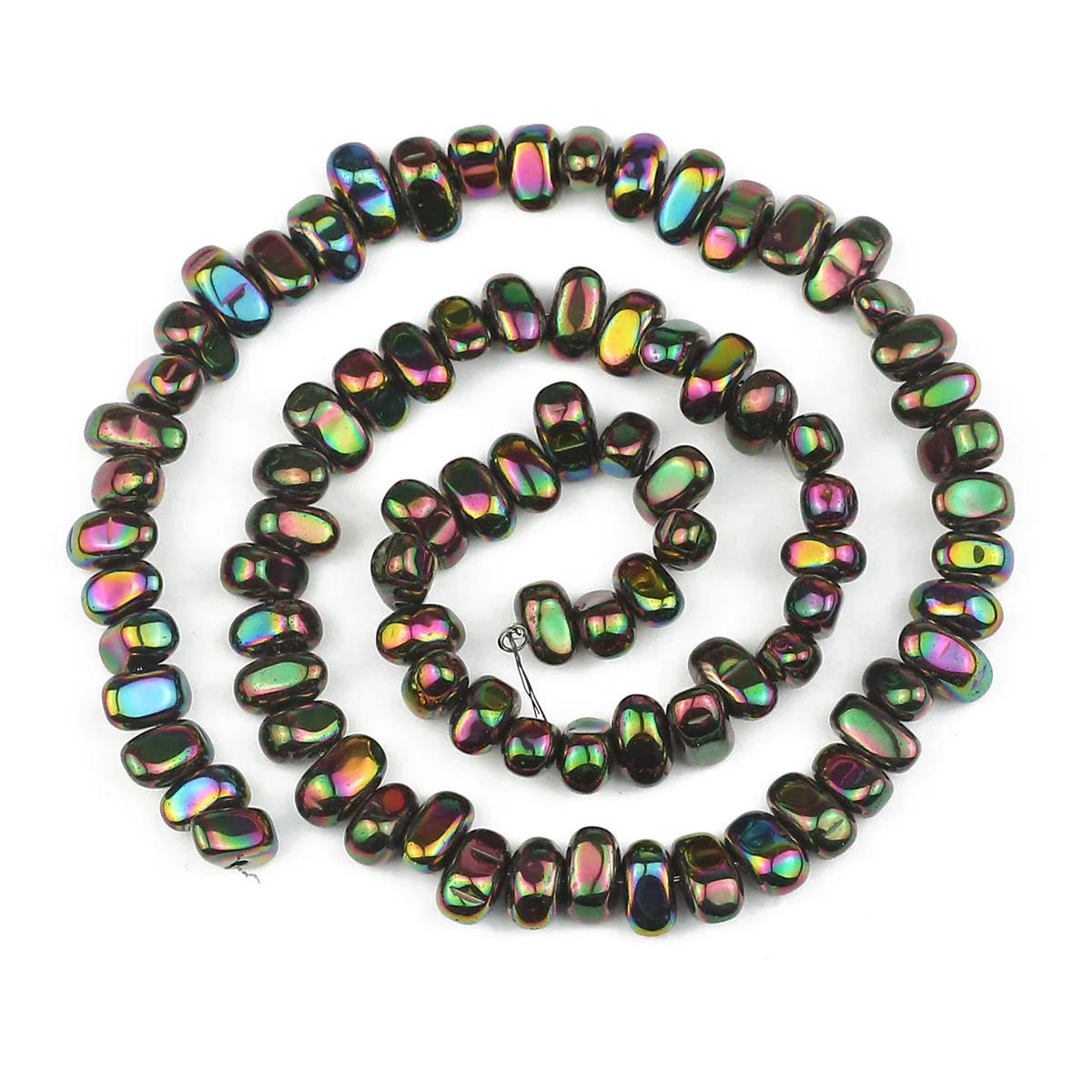 Gold-Toned Hematite Irregular Gravel Natural Stone Beads, 15'' Loose Spacer Beads for DIY Jewelry and Bracelet Making