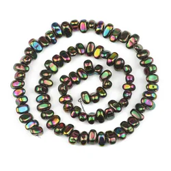 Gold - Toned Hematite Irregular Gravel Natural Stone Beads, 15'' Loose Spacer Beads for DIY Jewelry and Bracelet Making (Black MultiColor)