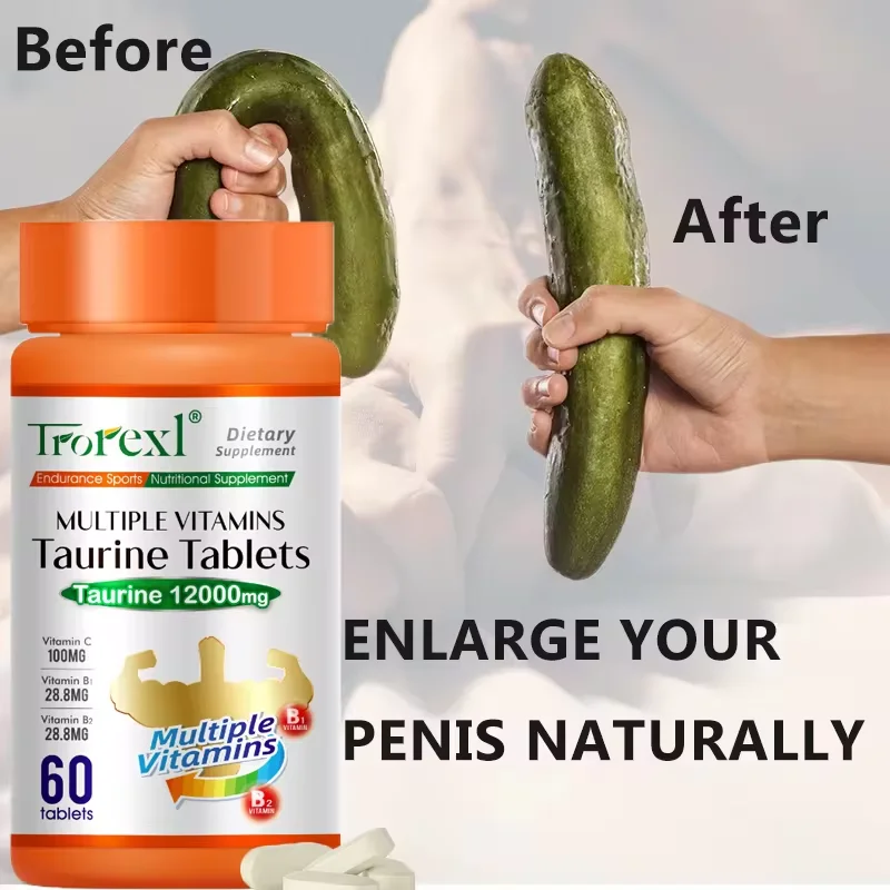 Organic Taurine Pills 60 Tablets Pure Non-GMo Supports Reproductive Health Natural Energizer health product tablets,health supplement