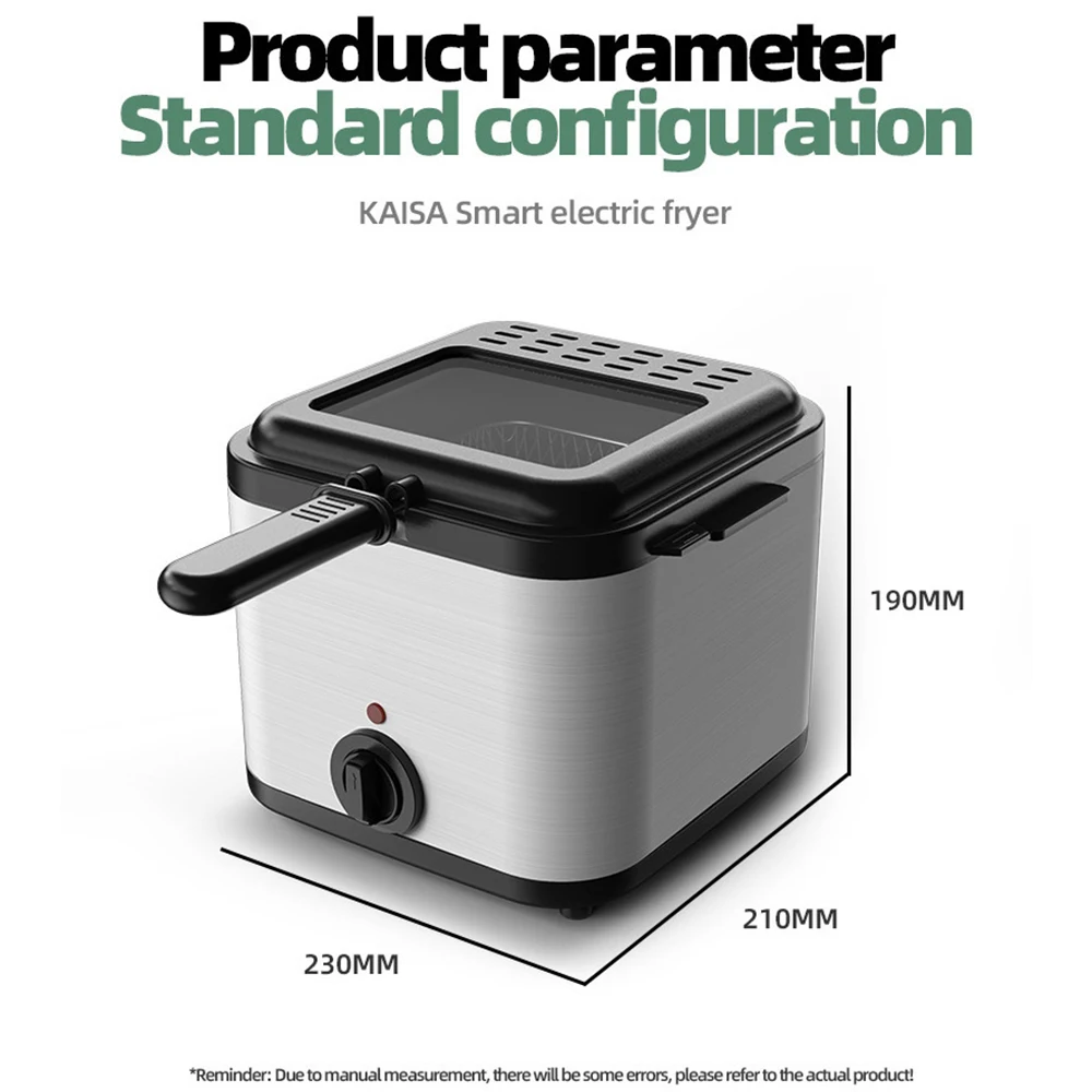 2.5L Electric Fryer Household Mini Electric Fryer 1000W Multiple Function Stainless Steel Fryer Kebab French Fries Machine
