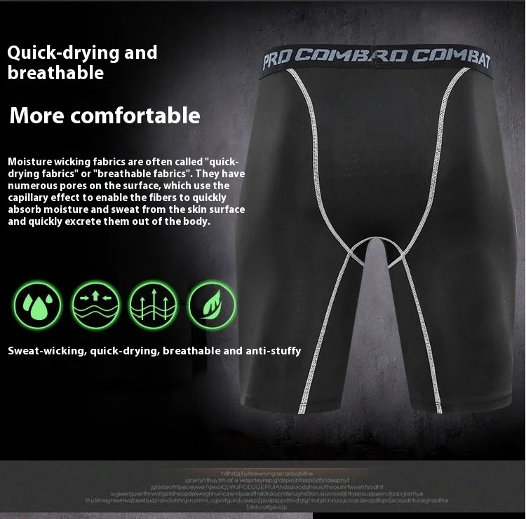 Running fitness pants men's stretch sports tights basketball bottoming shorts quick-drying compression pants cycling