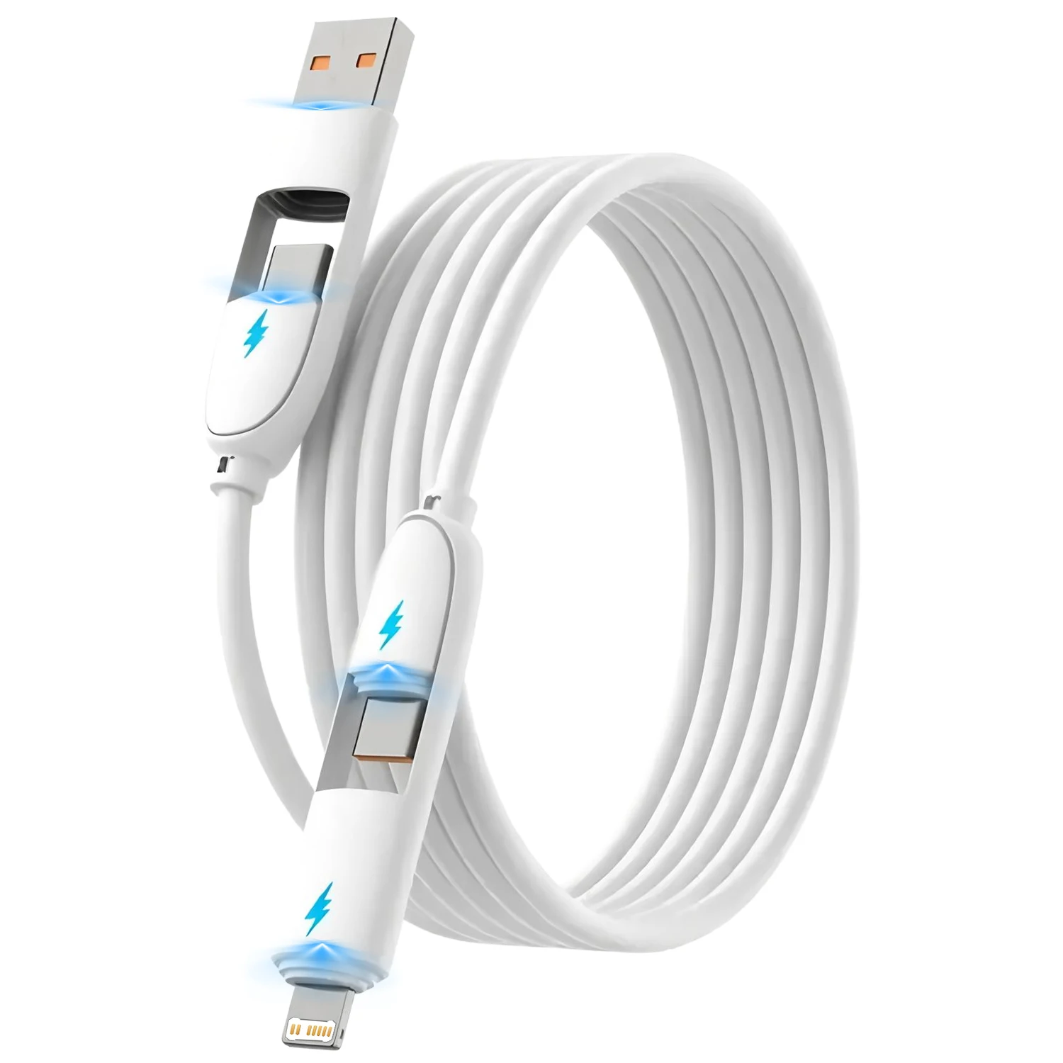 240W 4-in-1 PD 케이블 초고속 충전 데이터 케이블 USB to Type-C 케이블 (아이폰, 삼성, 화웨이 태블릿용) USB C to Type C 케이블