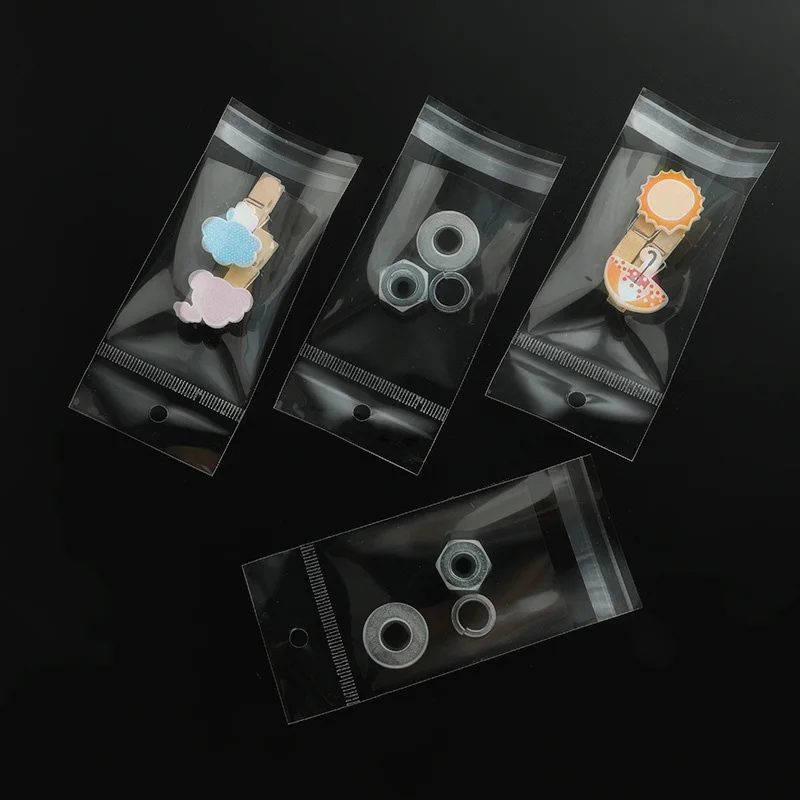 투명 플라스틱 걸이형 자체 접착 백, 자체 밀봉 보석, 사탕 포장, 재밀봉 가능한 선물용 비스킷 포장 백