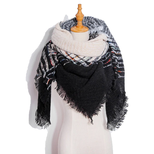 Classic Black White Pattern Scarf Vintage Warm Stretch Wrap Shawl Autumn  Winter Coldproof Neck Protection Long Scarf Shawl - Temu