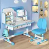 Kids Desk Chair Set Widened Desktop Multi Separation Cartoon Astronaut Castle Pattern Adjustable Height Study Table for boy girl 2