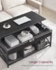 Lift Top Coffee Table, Lift Coffee Table with Storage Shelf for Living Room, OfficeBlack with Wood Grain 3