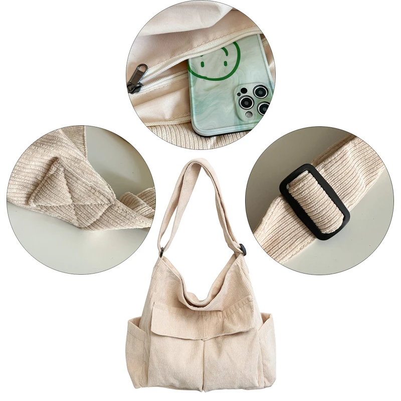 Corduroy Women's Shoulder Bag Large Capacity Vintage