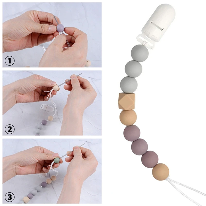 Teething Dummy Clip Diy DIY Baby Pacifier Chain Kit White Thread