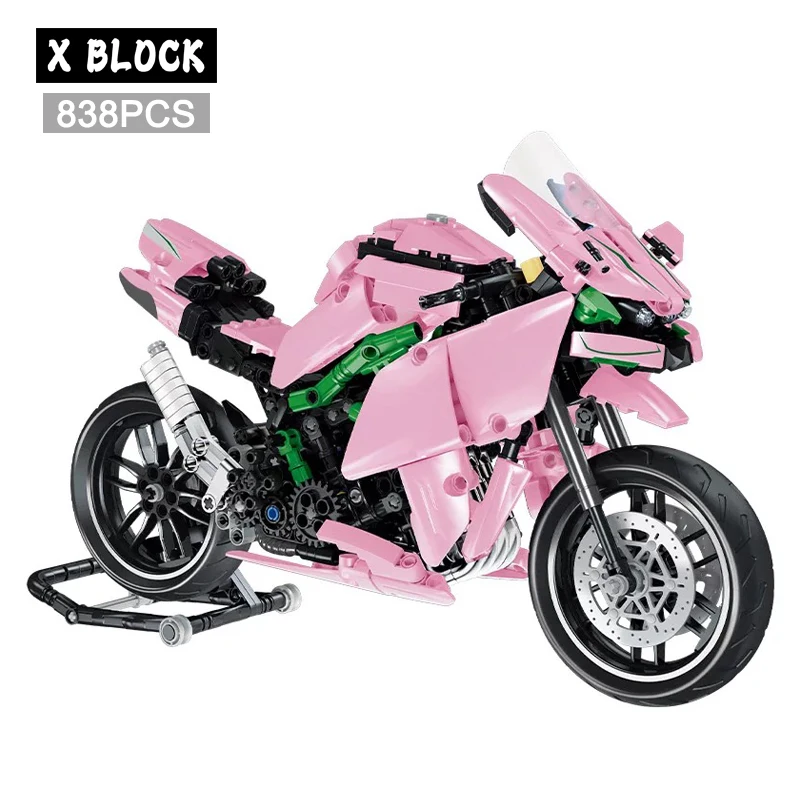 

838Pcs City Technical Locomotive Motorcycle Building Blocks MOC Speed Supercar Motorbike Model Bricks Boy Toy for Childrens Gift