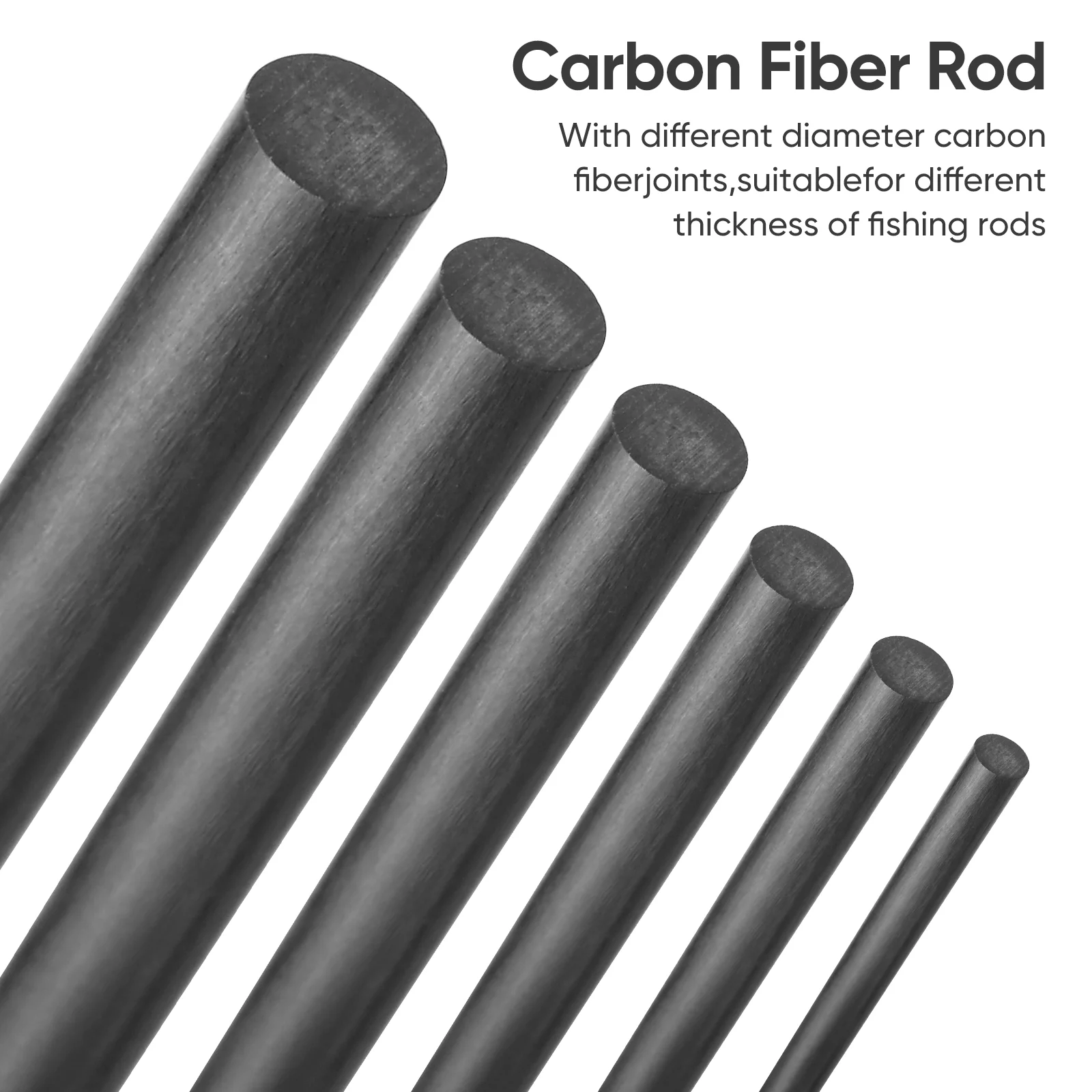 6 Pcs FishTrip Fishing Rod Repair Kit Carbon Fiber Sticks High Strength for Repair Broken Fishing Rod Rotary Tool 10cm
