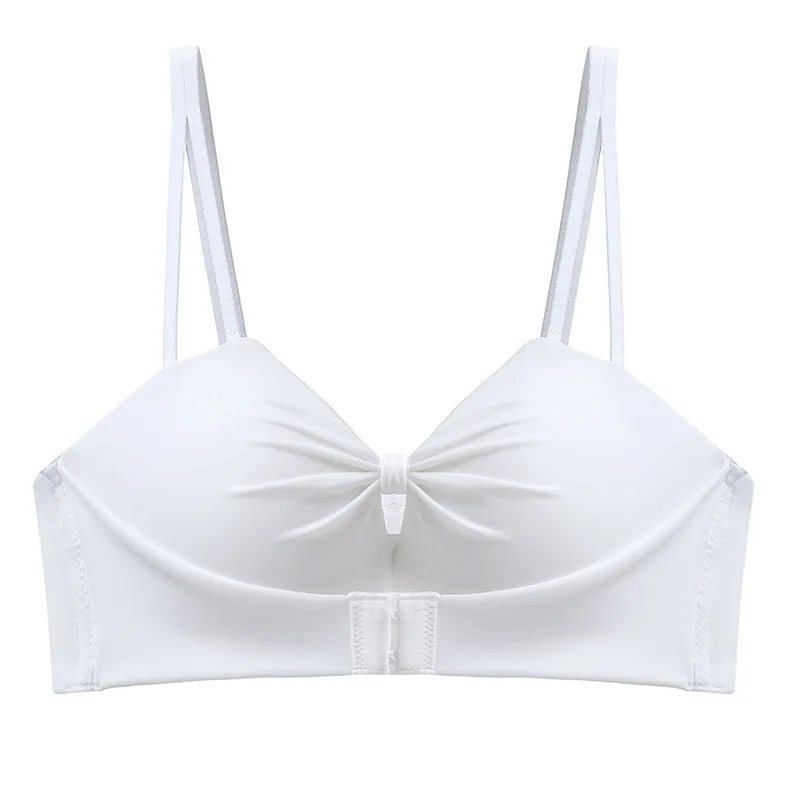 Women Front Closure Gathered Bra 1/2 Half Cup Invisible Lingerie Strapless Sexy Push Up Underwear Seamless Bralette Brassiere