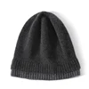 100%Wool Women Knitted Beanies Autumn Winter Warm Soft Cozy Cashmere Hats Fashion 2 Layer Hem Bonnet Outdoor Ski Skullies Cap 4