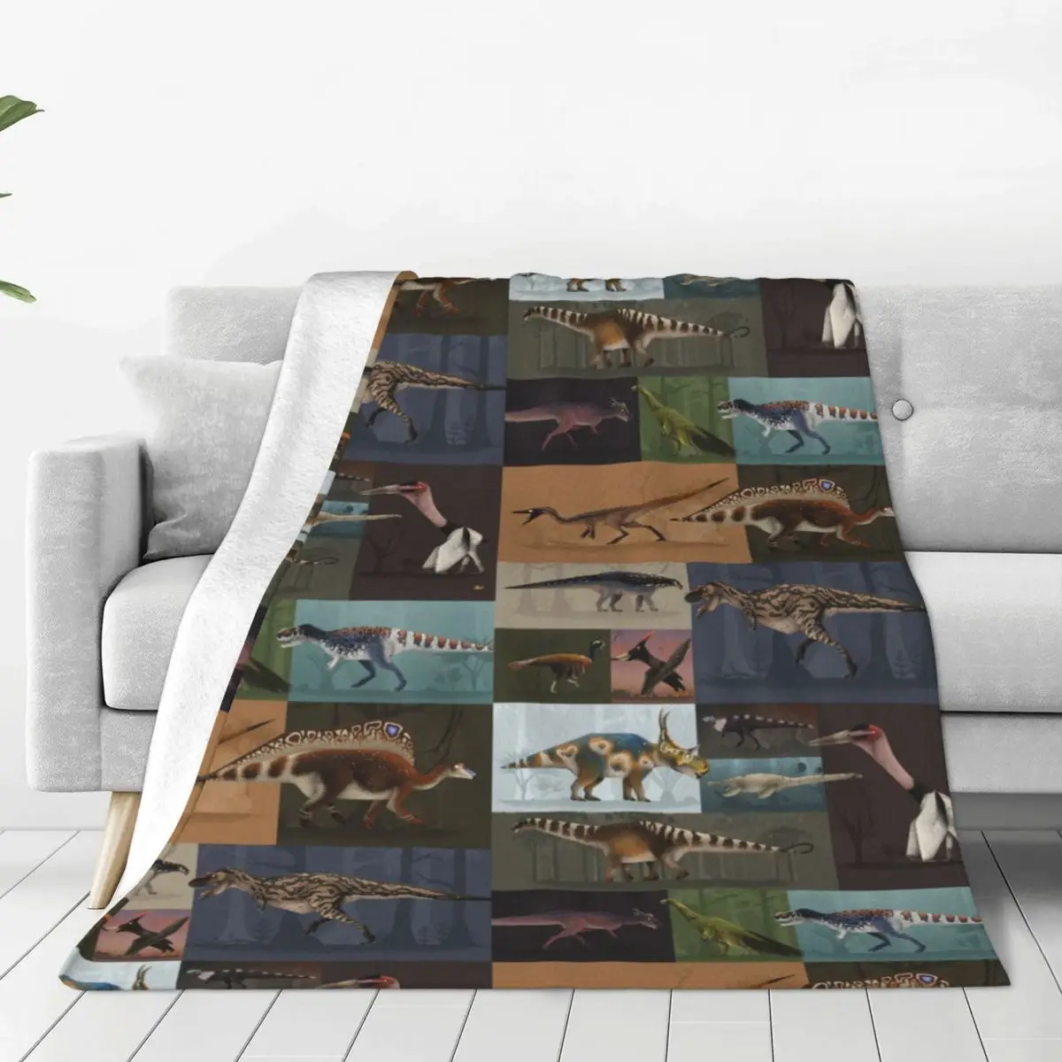 

Vintage Dinosaur Blanket Flannel Spring Autumn T-Rex Stegosaurus Brachiosaurus Animal Soft Throw Blankets for Travel Rug Piece