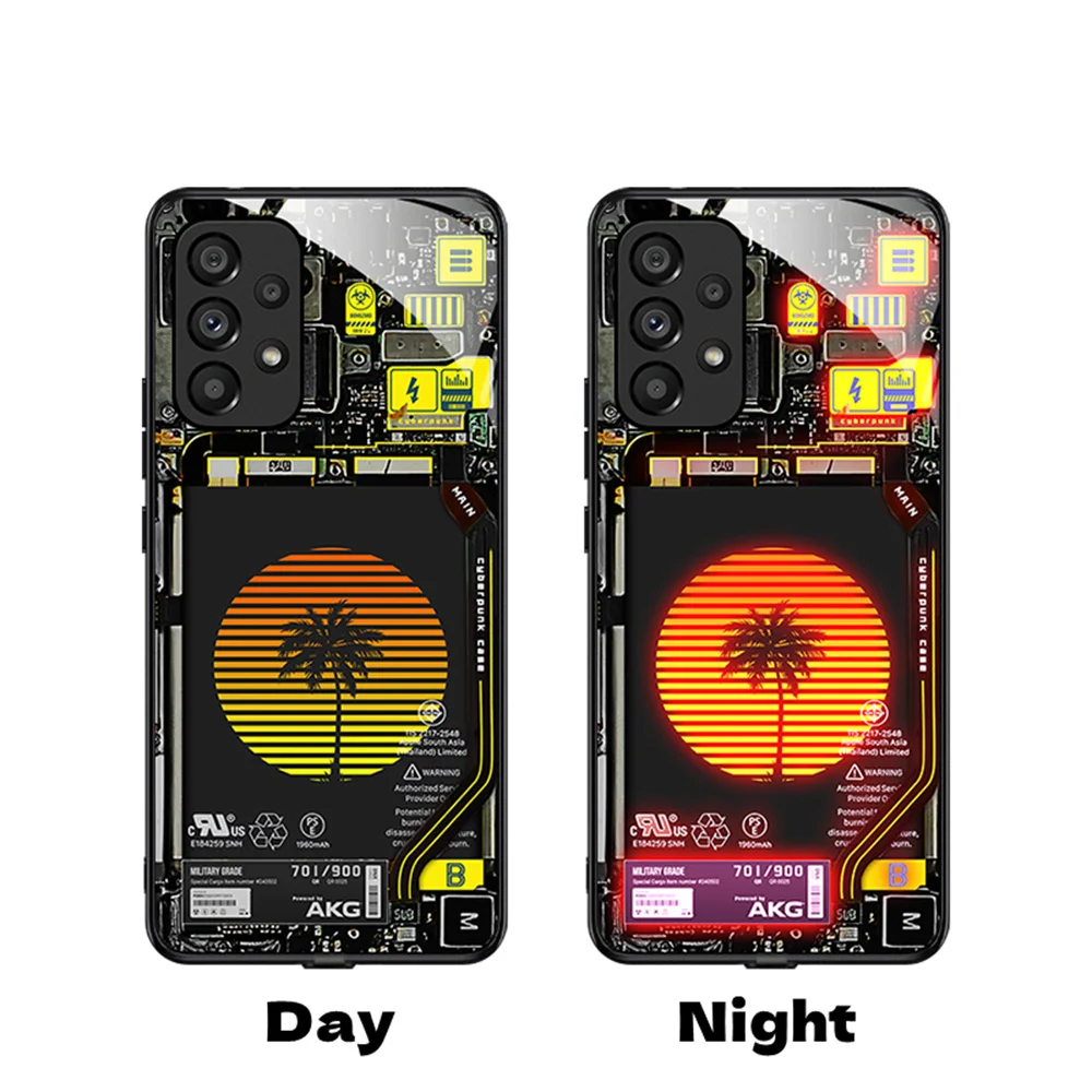 

2024 Luminous Coconut Tree Sound Music Control Led Light Phone Case For Honor V40 60 70 80 90 Pro Huawei Nova 7 8 9 10 11