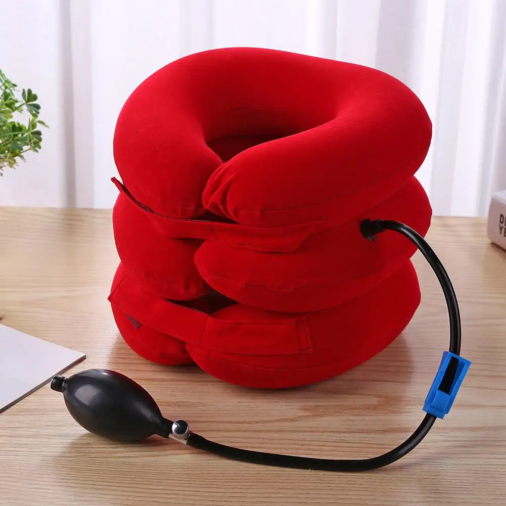3-Layered Air Inflatable Pillow Auto Car Air Cushion U Neck Pillow Vertebra Shoulder Pain Relax Retractor Neck Support Massager