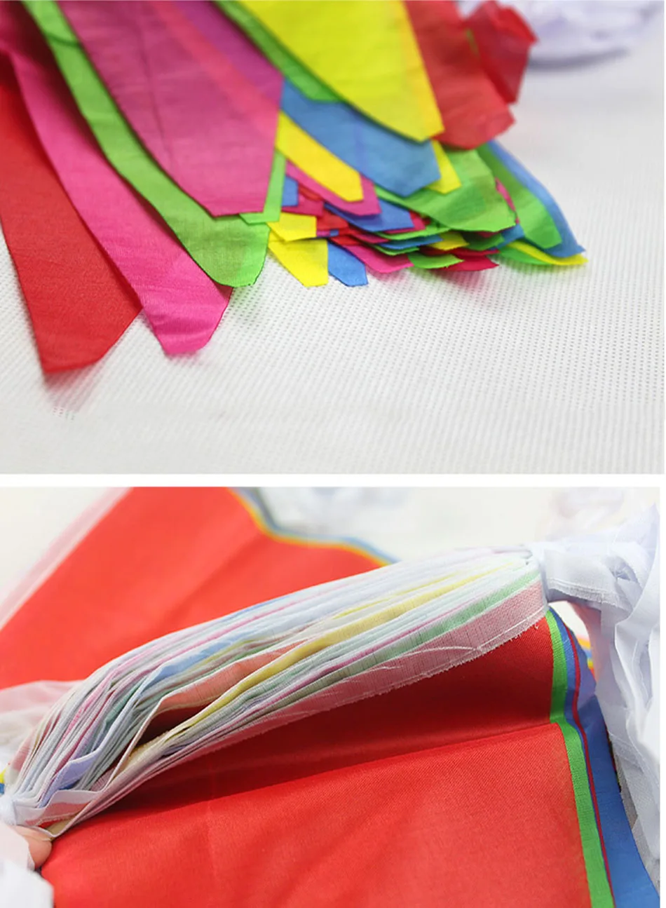 (SKY FLAG) 14x24 cm 80m / 20x30cm 100m Handgefertigte Stoff-Wimpelkette Dreieckige Flaggen Hochzeits-Festival-Wimpelkette Bunte Banner – Detail 8