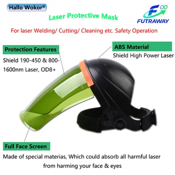 HALLO WOKOR OD5 + OD8 + Saldatura laser Protezione di sicurezza Visiera Maschera per casco per macchina da taglio per pulizia saldatura laser a fibra YAG
