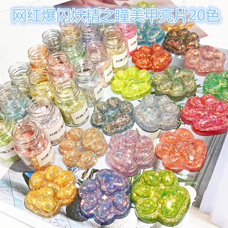 

20 Colors Mermaid Hexagon Nail Glitter 10g Holographic Chunky Sequins 3D Flakes Sparkly Pigment Polish Manicure Decoration