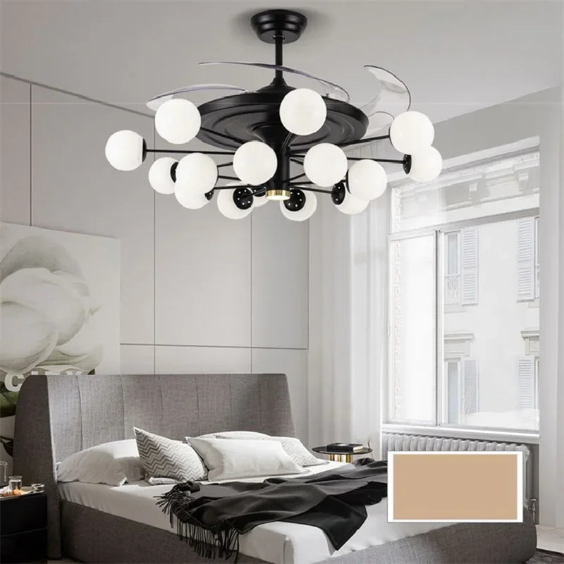 8M Modern Ceiling Fan Lights Big 52 Inch Lamps Remote Control Without Blade For Home Dining Room