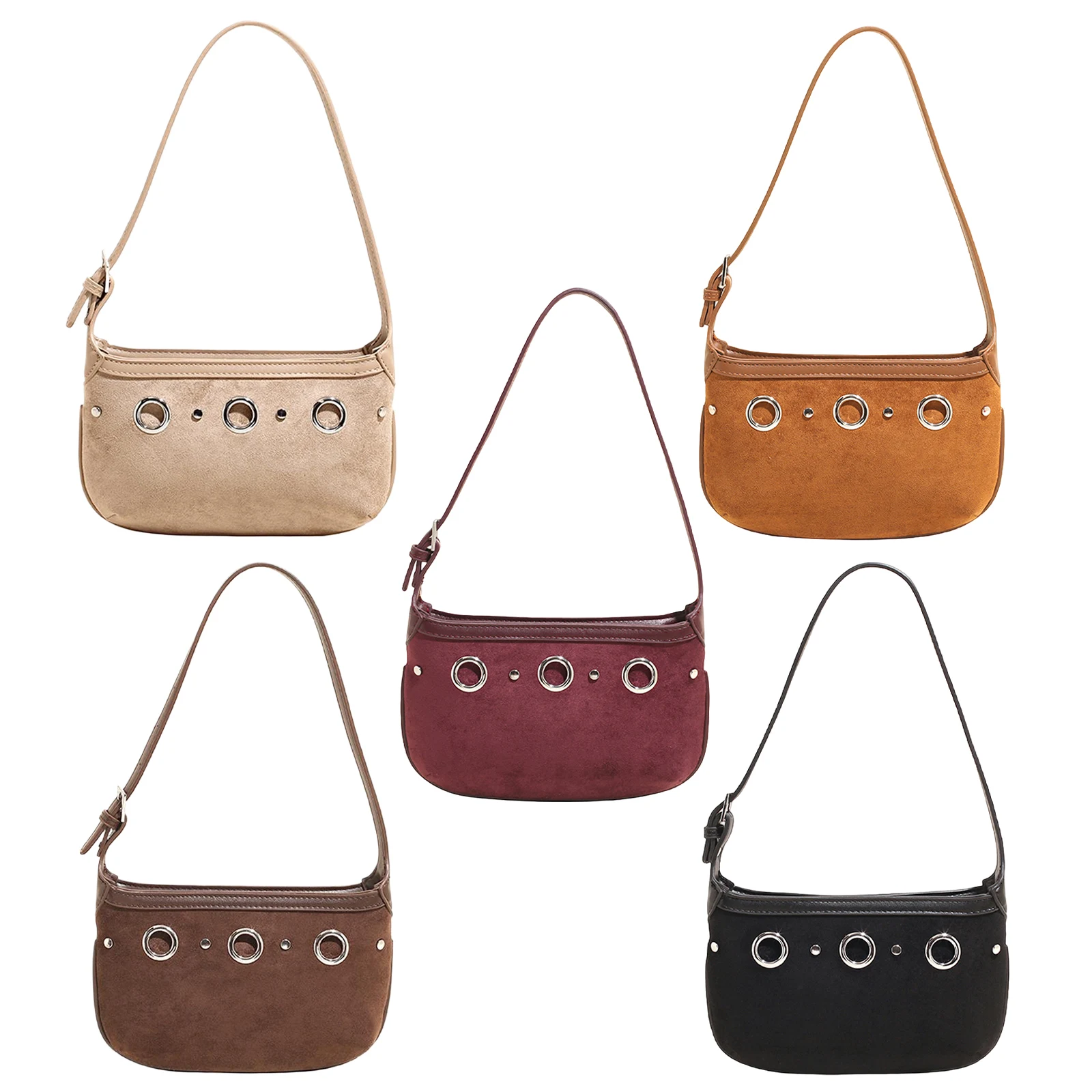 Women Faux Suede Underarm Shoulder Bag Single Shoulder Armpit Bag Simple Shoulder Handbag for Travel Shopping Work Daily Use