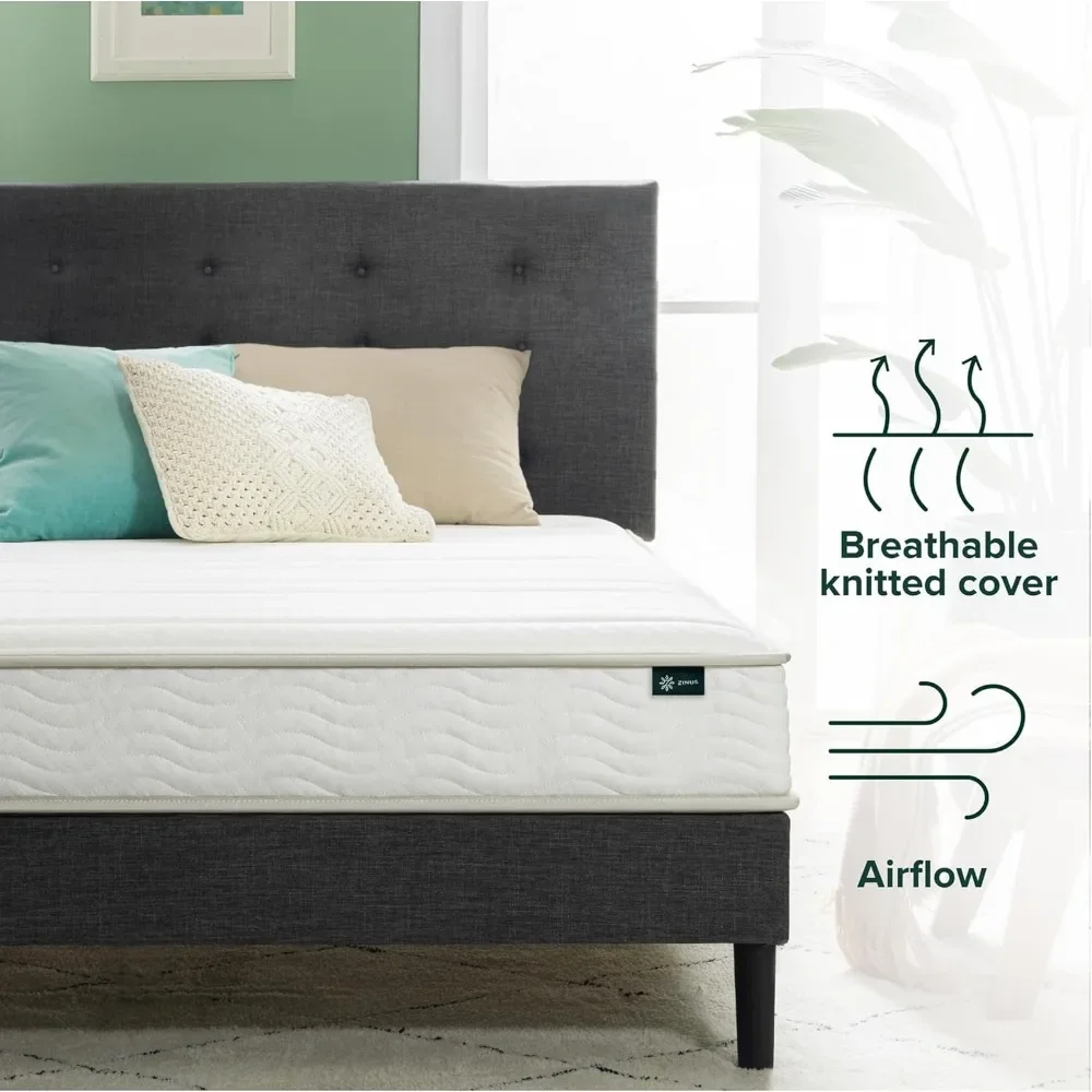 Foam and Spring Hybrid Mattress Fiberglass Free Medium Firmness Certified Safe Foams Fabric Mattress in Box