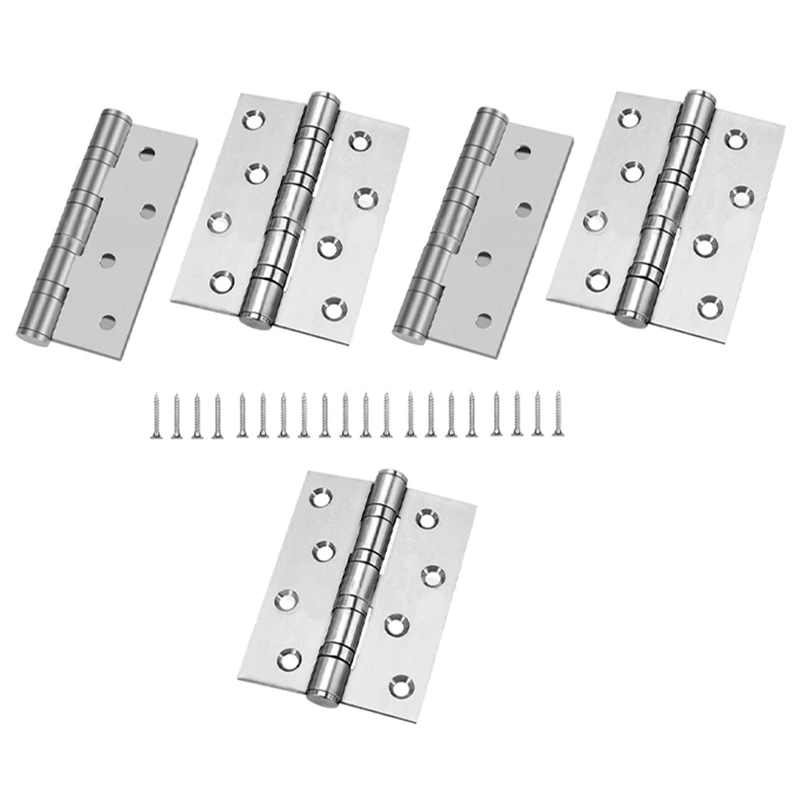 5 Piece Stainless Steel Bearing Hinges 4 Inch Door Hinge Accessories