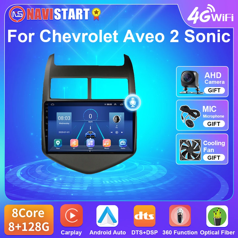

NAVISTART T5 For Chevrolet Aveo 2 Sonic 2011-2015 Car Radio Multimedia Carplay DSP Android 10 GPS Navigation No DVD Player 2 Din