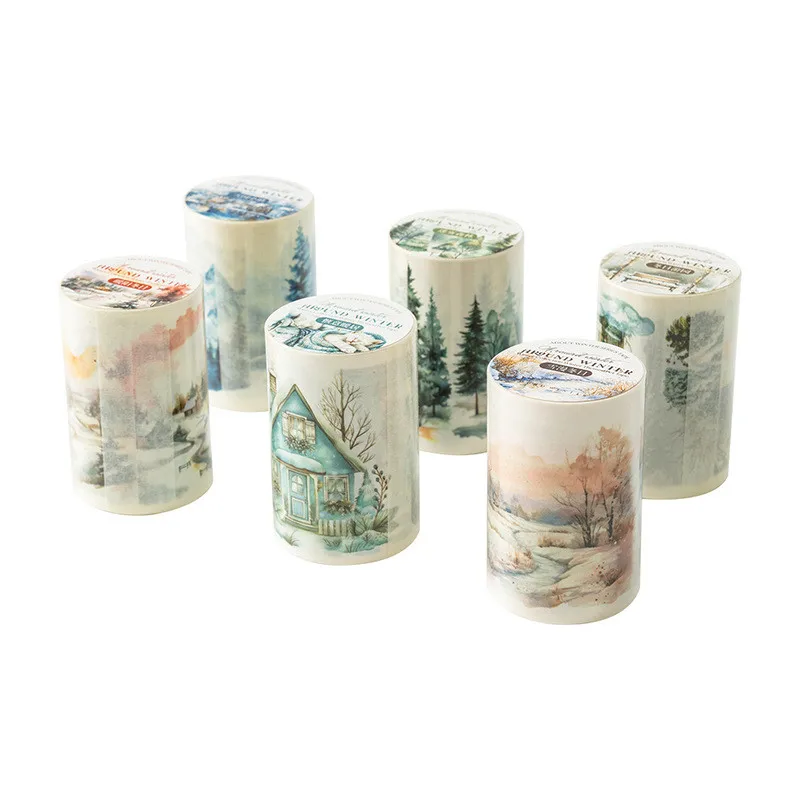 Journamm 60mm*2m Washi Paper Tape Winter Snow Scene Decor Junk Journal DIY Scrapbooking School Supplies Collage Stationery Tapes