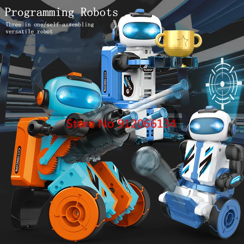 Parent-Child iInteraction Fire Bullet Remote Control Steam Robot 3-In-1 Style Smart Programming 48 Instructions RC Collage Robot 2