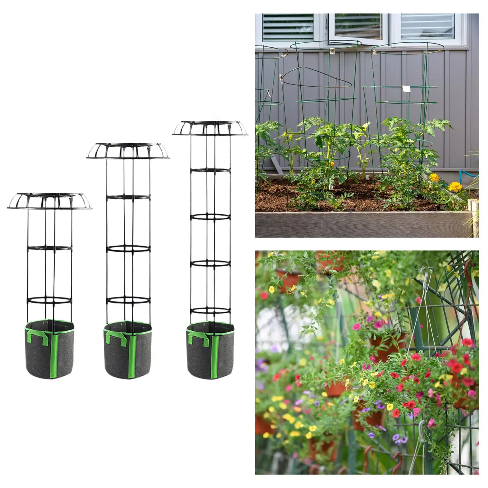 Garden Trellis Metal Plant Trellis,Decorative, with Planting Bag, Plant Support Trellis Tomato Cage for Climbing Plants Vines