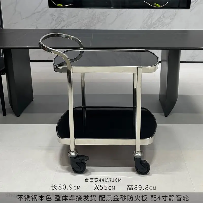 Hand-pushed Two-storey Service Car Hotel Multi-functional Cart High-grade Wine Car Super Quiet Wheel Cake Fruit Tray